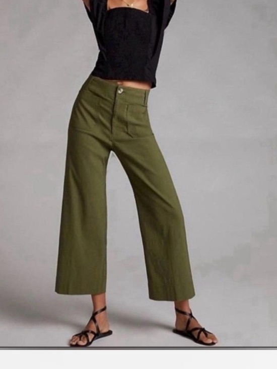 Anthropologie Denim - Anthropologie Maeve The Colette Crop Wide-Leg high-rise Pants size 28 Petite